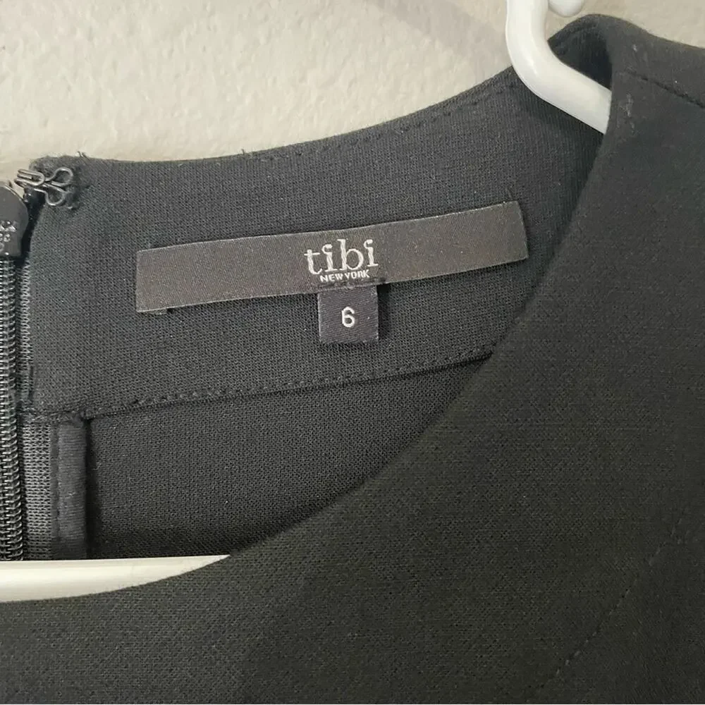 Tibi Black Dress 6 Womens Cap Sleeve Knee Length Career Pleated Knee Length - Picture 4 of 6